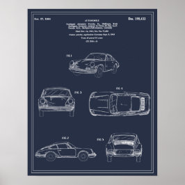 Vintage resor Blueprint Art Sports Car Patent Poster