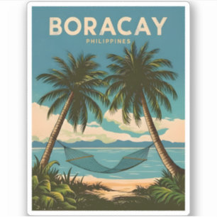 Vintage resor Boracay Filippinerna Retro Scenia Klistermärken