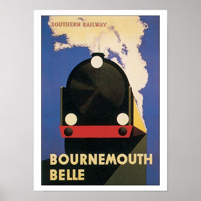 Vintage resor Bournemouth Belle Tåg Poster (Framsidan)