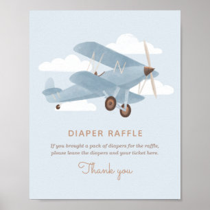 Vintage resor Boy Baby Shower Diaper Raffle Poster