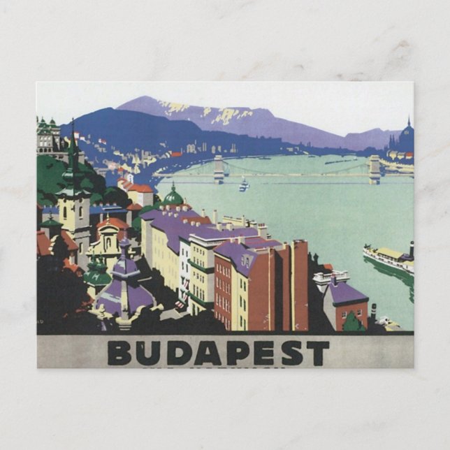 Vintage resor Budapest Ungern Vykort (Framsida)