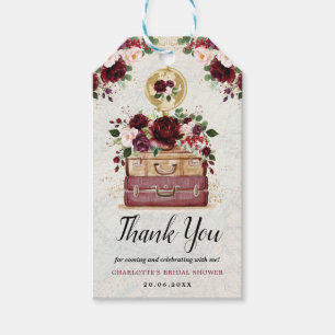 Vintage resor Burgundy Flower Möhippa Presentetikett