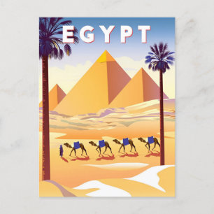 vintage resor Cairo Egypten Pyramids & Sphinx Giza Vykort