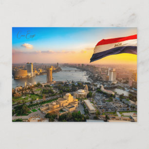 vintage resor Cairo Egypten Pyramids & Sphinx Giza Vykort