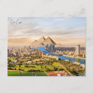 vintage resor Cairo Egypten Pyramids & Sphinx Giza Vykort