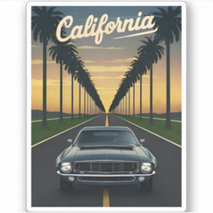 Vintage resor California Sunset Muscle Car Klistermärken