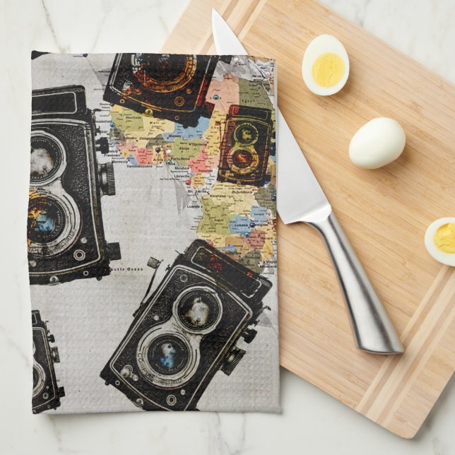 Vintage resor Camera Mönster Kökshandduk (Vikt i Fjärdedel)
