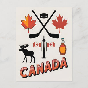 Vintage resor Canada National Icons Vector Stil Vykort
