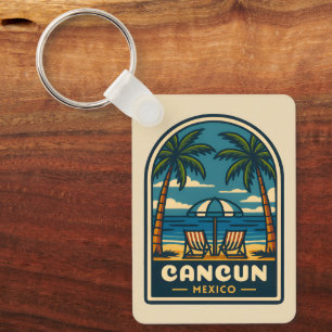 Vintage resor Cancun Mexico Beach Seaside Retro Nyckelring