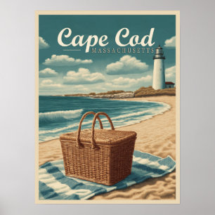 Vintage resor Cape Cod Massachusetts Beach Retro Poster