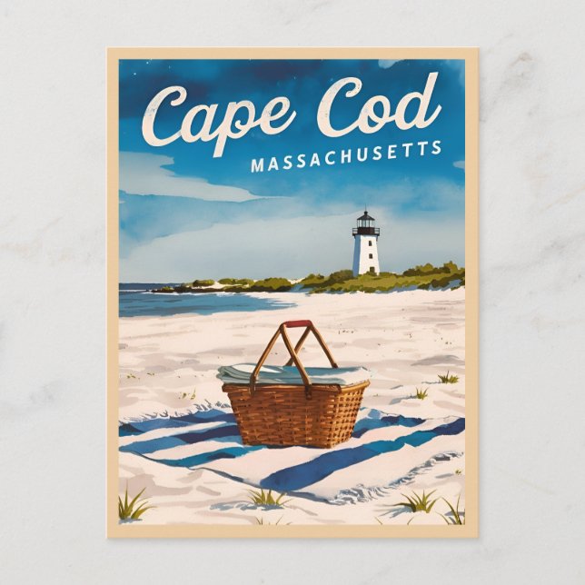 Vintage resor Cape Cod Massachusetts Beach Retro Vykort (Framsida)