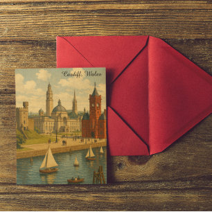 Vintage resor Cardiff, Wales Landmarks Retro Vykort