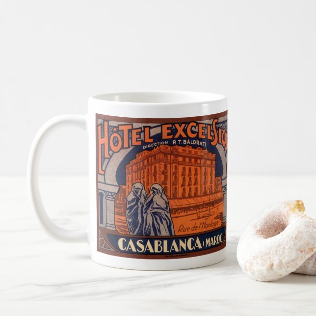 Vintage resor, Casablanca i Marocko, Afrika Kaffemugg (Med munk)