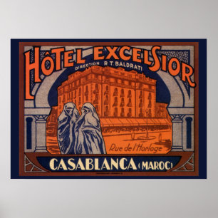 Vintage resor, Casablanca i Marocko, Afrika Poster