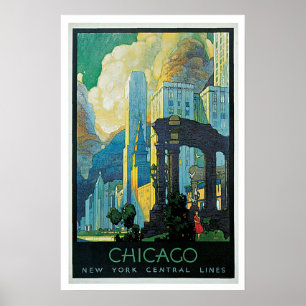 Vintage resor Chicago New York Central Linjer Poster