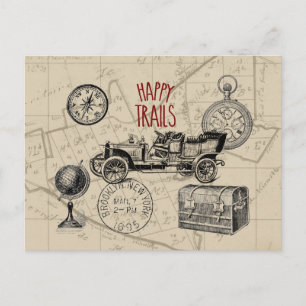 vintage resor Collage, Antique Car Road Resa Vykort