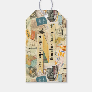 Vintage resor Collage Presentetikett