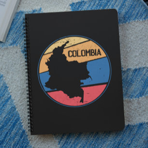 Vintage resor Colombia Karta färgstark Anteckningsbok