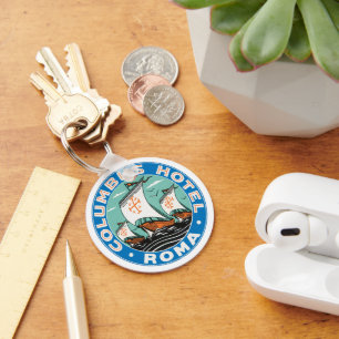 Vintage resor, Columbus Hotel i Rom Italien Nyckelring