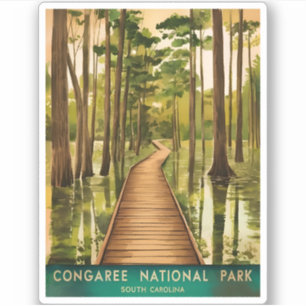 Vintage resor Congaree nationalpark Retro Scenia Klistermärken