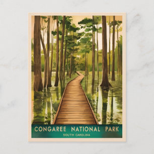 Vintage resor Congaree nationalpark Retro Scenia Vykort