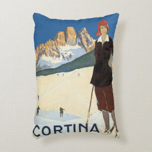 Vintage resor Cortina d'Ampezzo, Italien Ski Alper Prydnadskudde