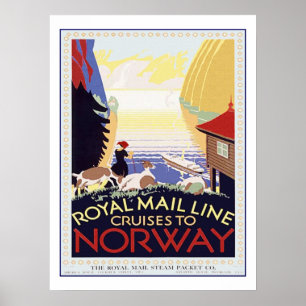 Vintage resor Cruise to Norge Poster