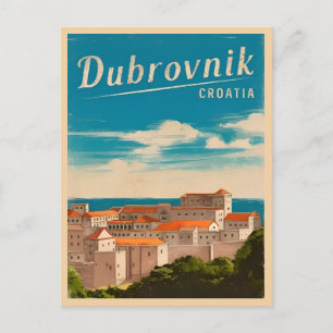 Vintage resor Dubrovnik Kroatien Retro Scenia Vykort