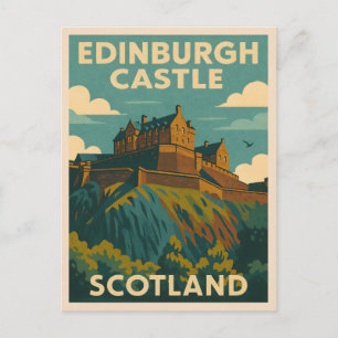 Vintage resor Edinburgh Castle Scotland Retro Vykort