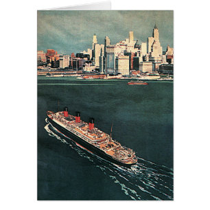 Vintage resor efter Cruise Frakt till New York Cit OBS Kort