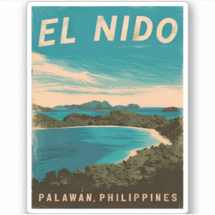 Vintage resor El Nido Filippinerna Retro Scenia Klistermärken