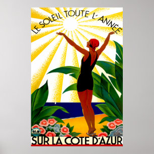 Vintage resor - Elfenbenskusten - Fransken Riviera Poster