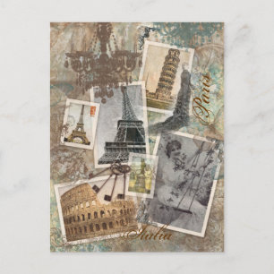 Vintage resor Europe Photographs Paris Italien Vykort