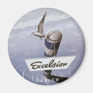 Vintage resor Excelsior Hotel Zurich Schweiz Magnet