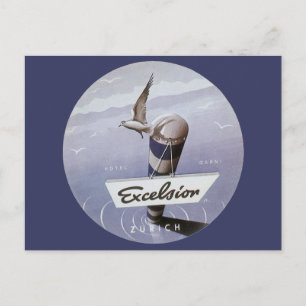 Vintage resor Excelsior Hotel Zurich Schweiz Vykort