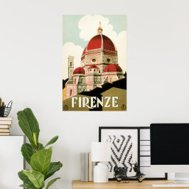 Vintage resor Florence Firenze Italien Church Duom Poster