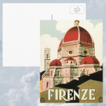 Vintage resor Florence Firenze Italien Church Duom Vykort<br><div class="desc">Vintage illustrerar EU:s reseaffisch eller bagageetikett från Florens,  Italien med Cattedrale di Santa Maria del Fiore,  Florens katedral eller Duomo. Klassisk italiensk religiösa-arkitektur.</div>
