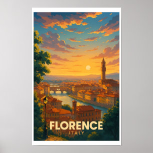 Vintage-resor Florens Italien Affisch - Solnedgång