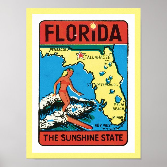 Vintage resor Florida-staten Poster (Framsidan)