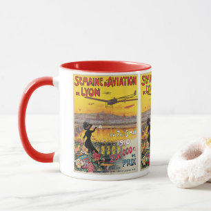 Vintage resor, flygfartyg, Lyon, Frankrike Mugg