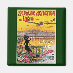 Vintage resor, flygplan, Lyon, Frankrike Magnet