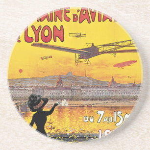 Vintage resor, flygplan, Lyon, Frankrike Underlägg