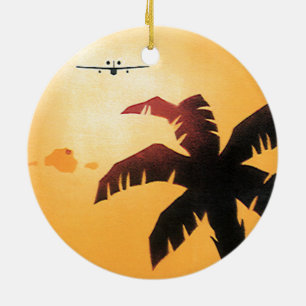 Vintage resor, flygplan över Hawaiianska öarna Julgransprydnad Keramik