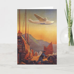 Vintage resor, Flygplan over Junks i Hongkong Kort