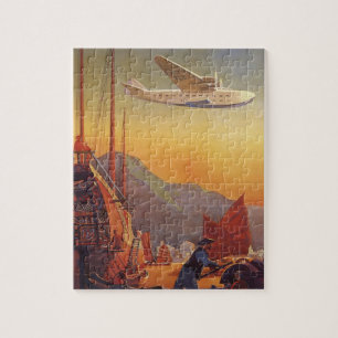 Vintage resor, Flygplan over Junks i Hongkong Pussel