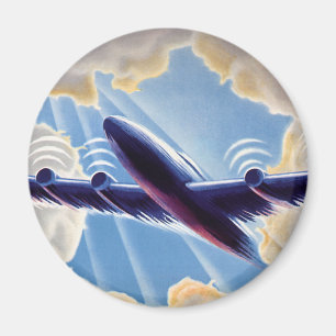 Vintage resor, flygplan som flyger i moln i Himlar Magnet