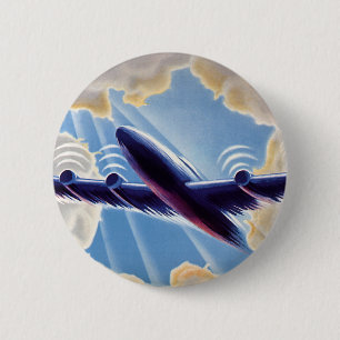 Vintage resor, flygplan som flyger i molnen i Himl Knapp