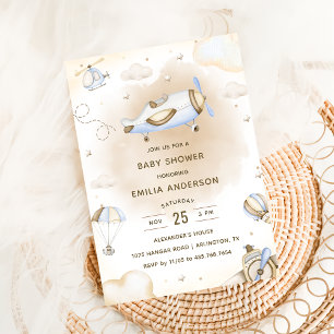 Vintage resor flygplanets babyskor Party Inbjudningar