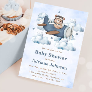 Vintage resor flygplanets babyskor Party Inbjudningar