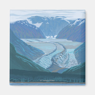 Vintage resor för AlaskaLarge glaciärplats Magnet